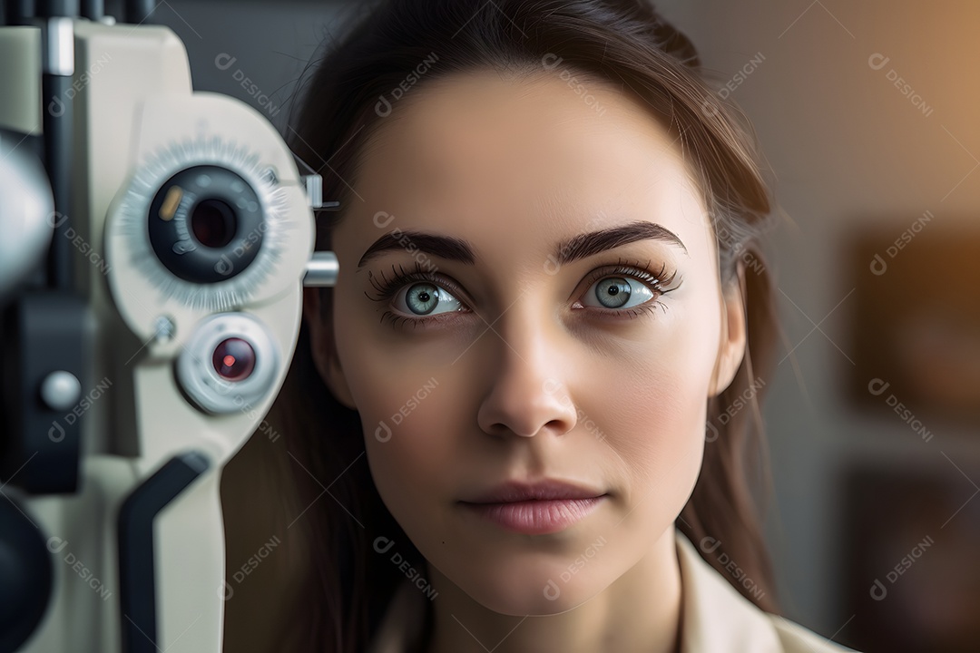 Mulher técnica de óptica oftalmologista