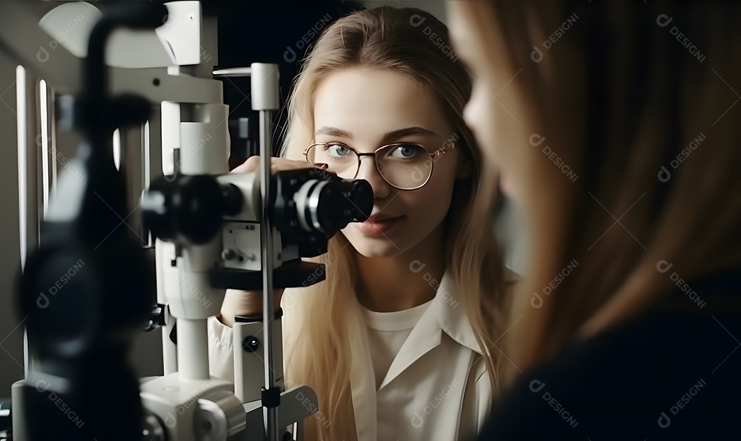 Mulher fazendo consulta no oculista