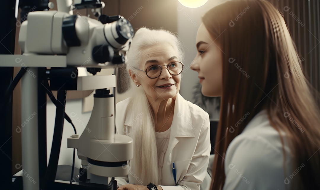 Mulher fazendo consulta no oculista