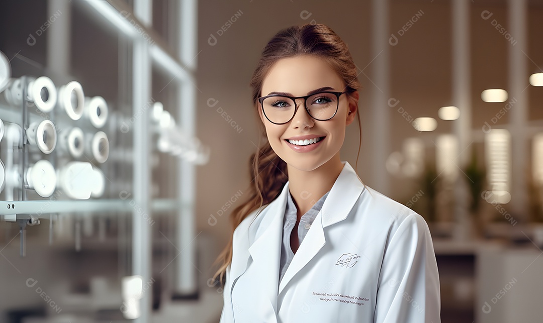 Mulher técnica de óptica oftalmologista