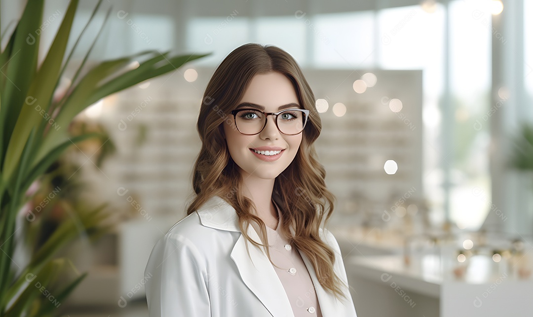 Mulher técnica de óptica oftalmologista