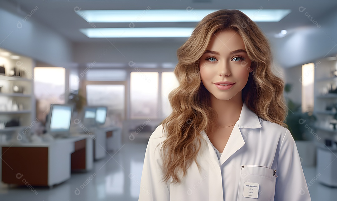 Mulher técnica de óptica oftalmologista