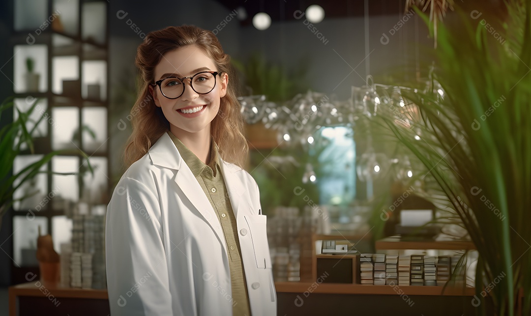 Mulher técnica de óptica oftalmologista