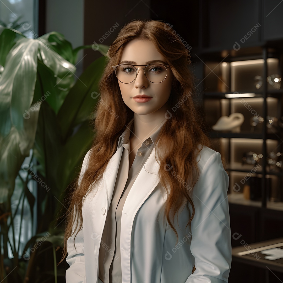 Mulher técnica de óptica oftalmologista