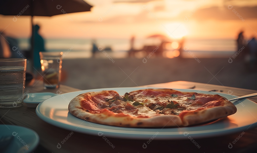 Deliciosa pizza de presunto