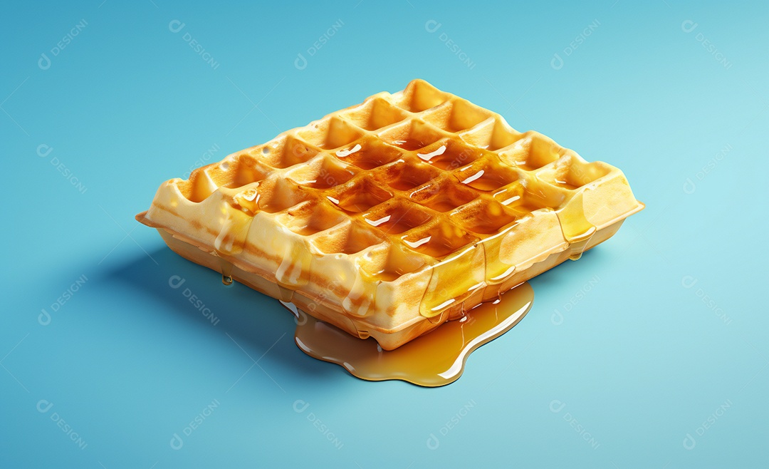 Deliciosos waffle belga com calda de caramelo