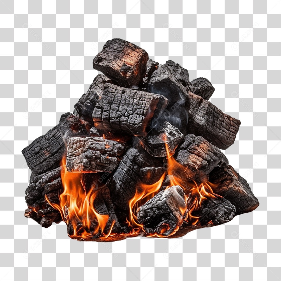 Churrasco Carvão Aceso PNG Transparente