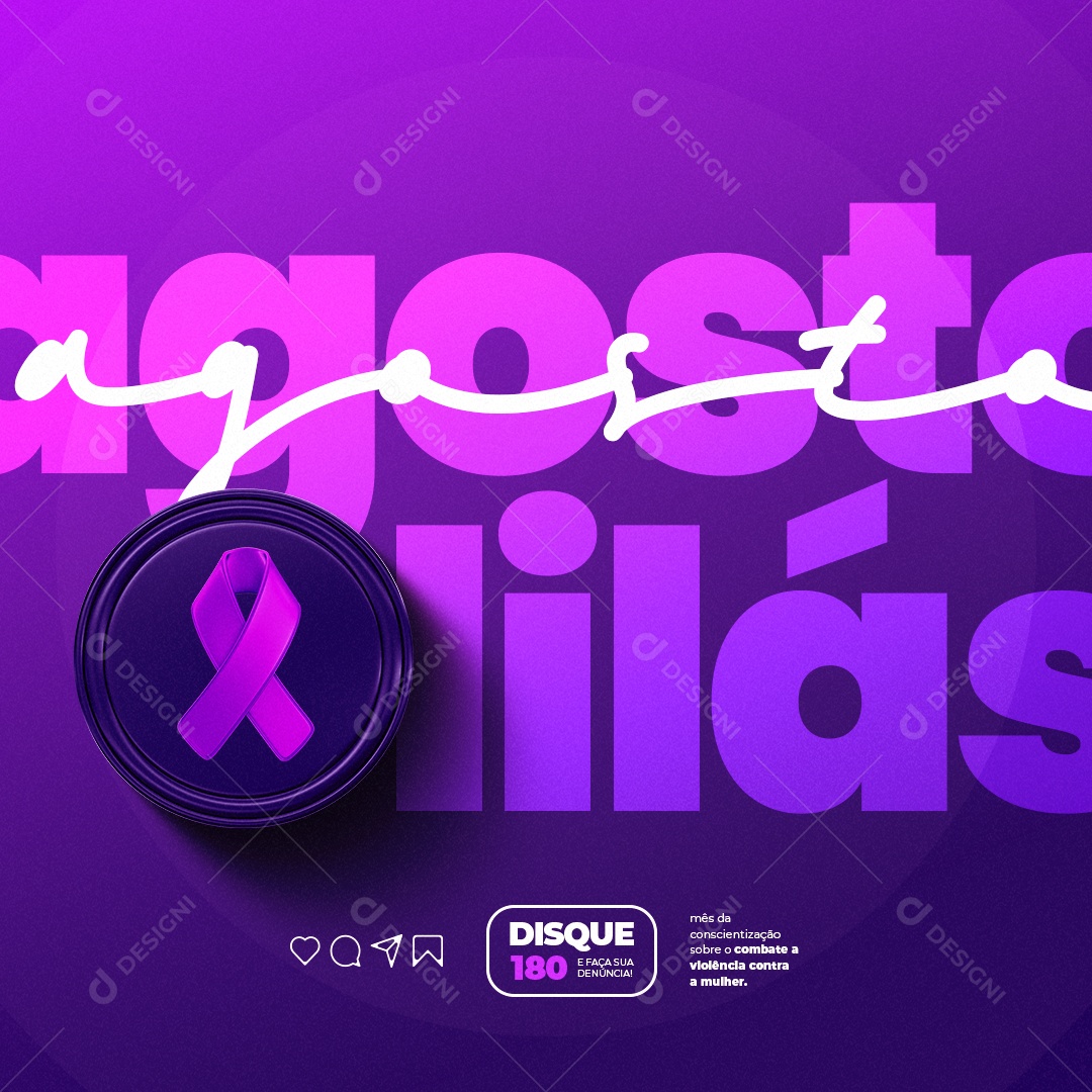 Agosto Lilás Social Media PSD Editável