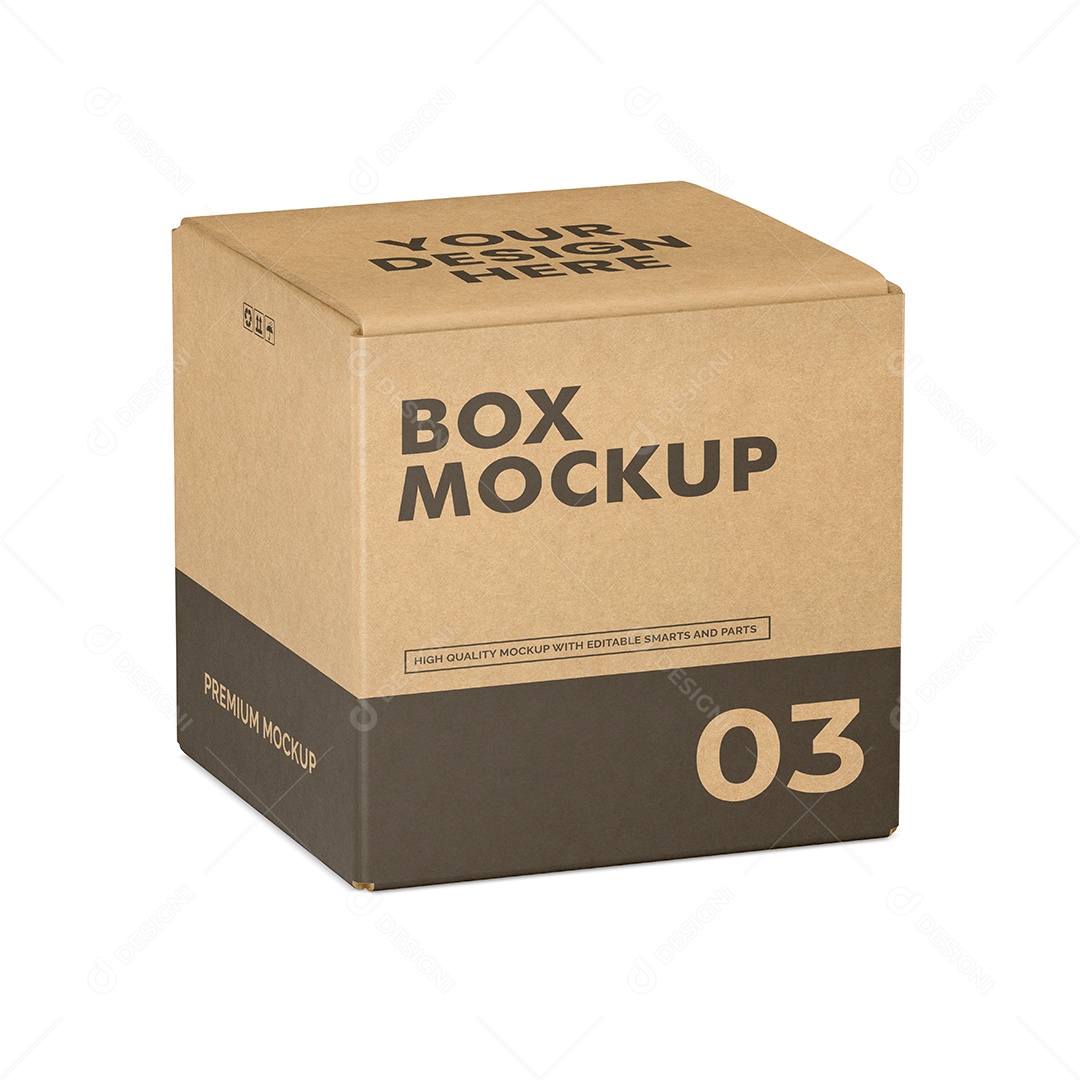 Caixa de Papel Kraft Em Formato Cubo Mockup PSD Editável