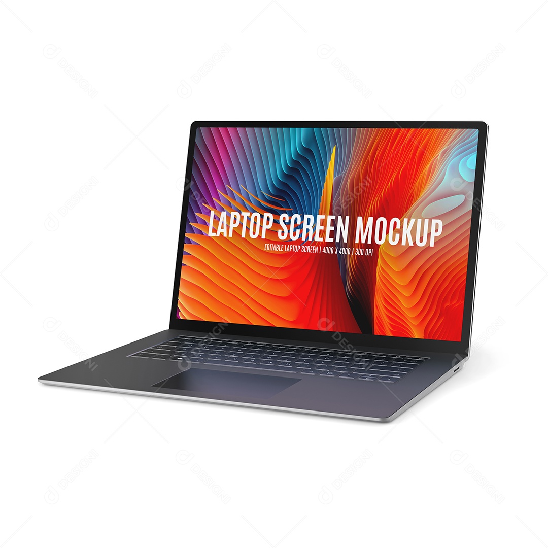 Computador Aberto para Esquerda Mockup PSD Editável