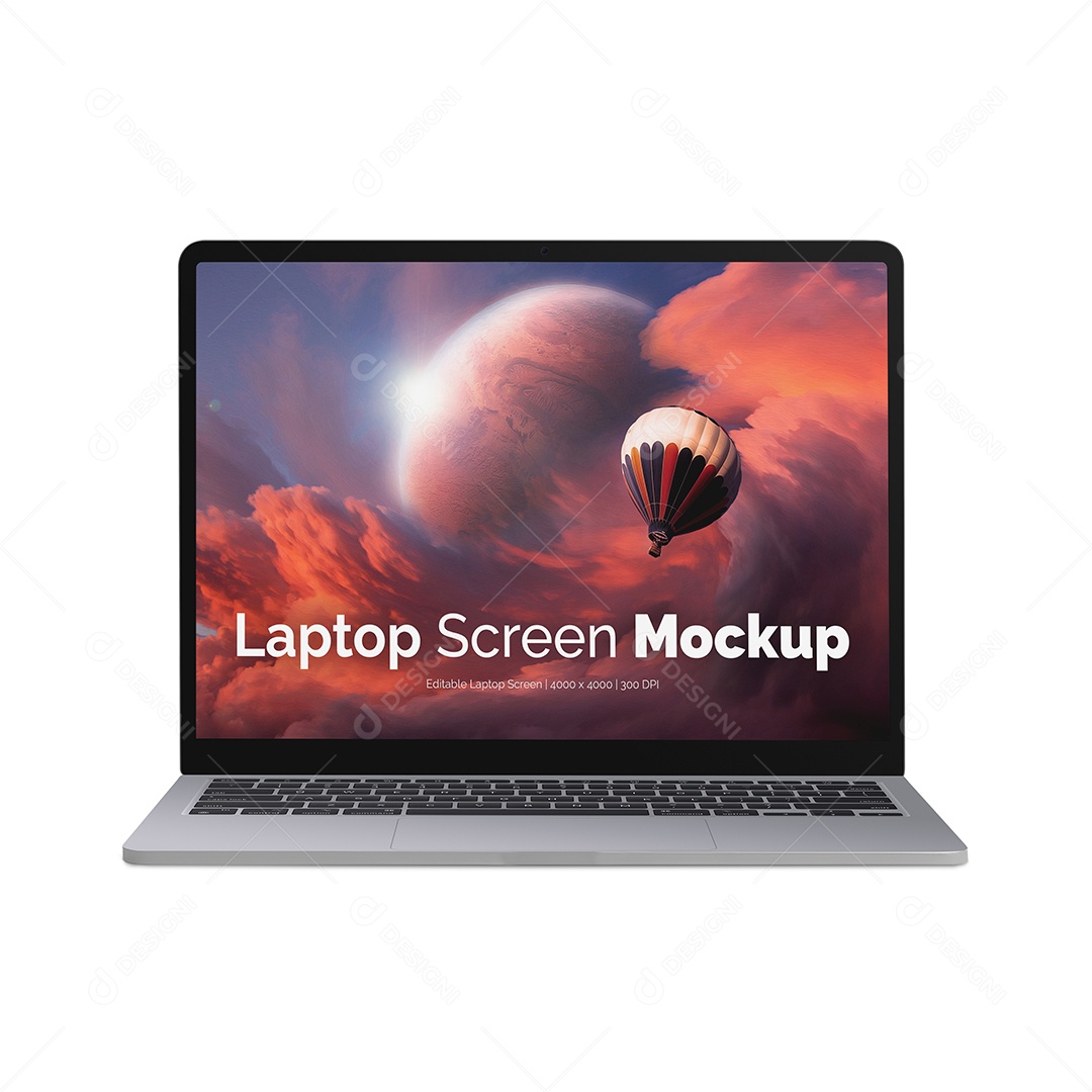 Computador Cinza Claro Mockup PSD Editável