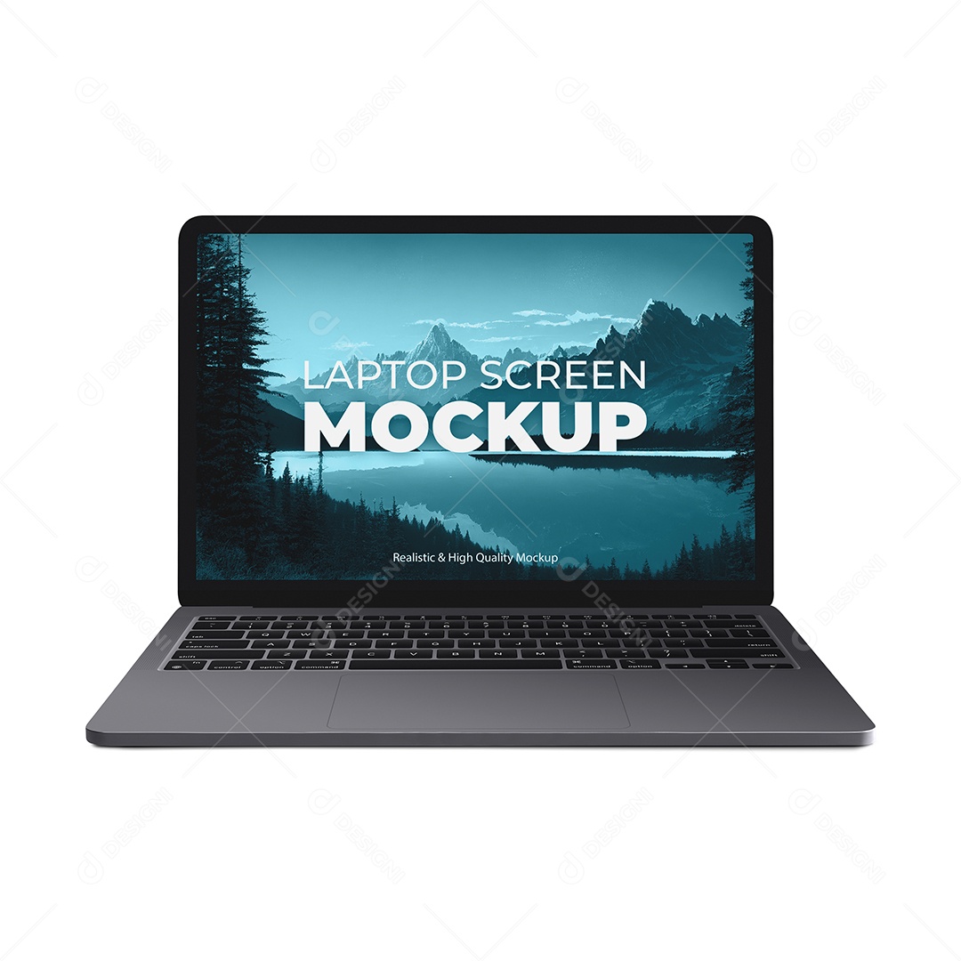 Computador Mockup Cinza PSD Editável