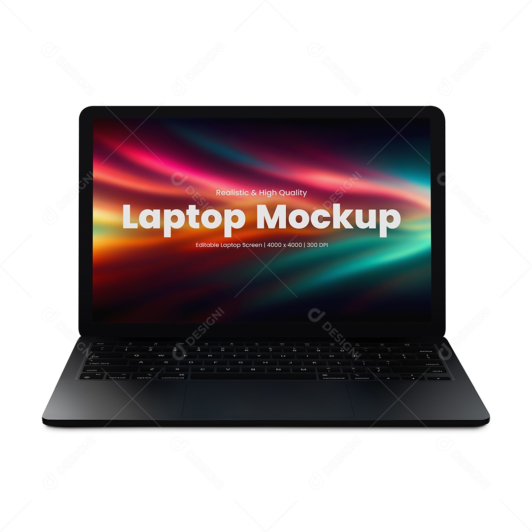 Computador Preto Mockup PSD Editável