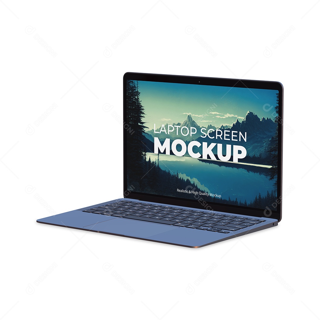 Mockup Computador Aberto Para a Esquerda PSD Editável