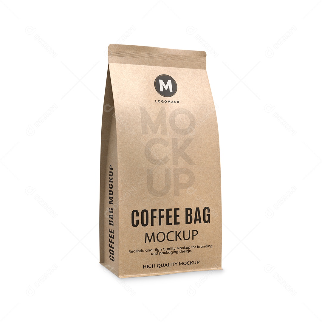 Mockup de Embalagem de Café Em Papel Kraft PSD Editável