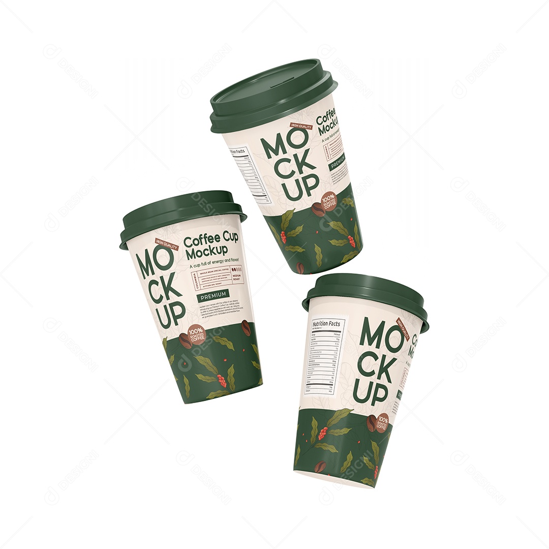 Mockup de Três Copos de Café PSD Editável