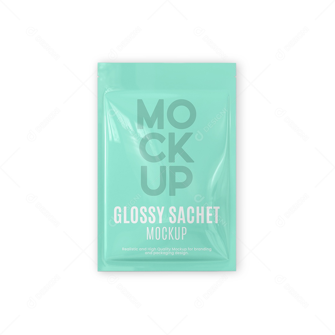 Mockup Embalagem Brilhante de Sachê PSD Editável