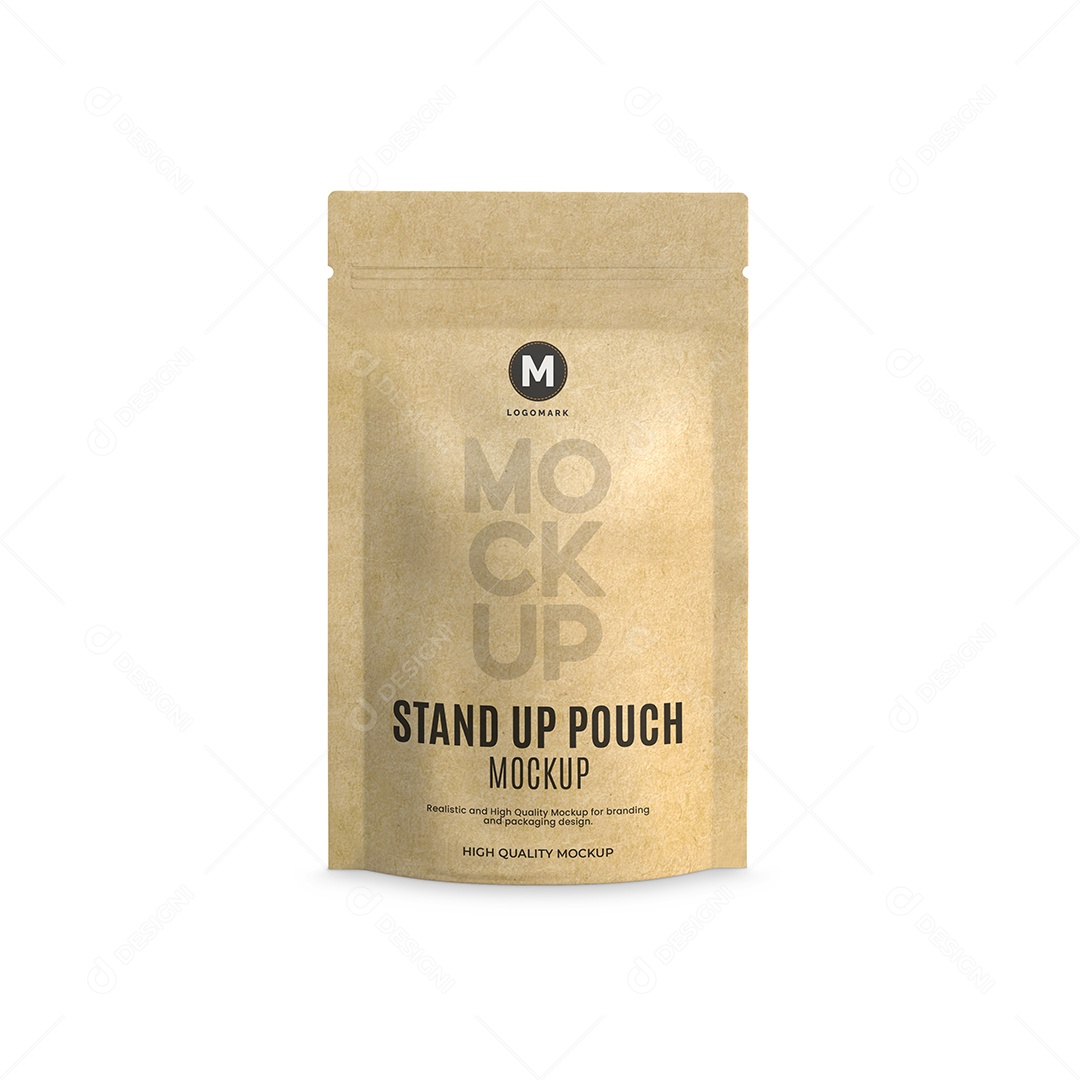 Mockup Embalagem Kraft Pouch PSD Editável