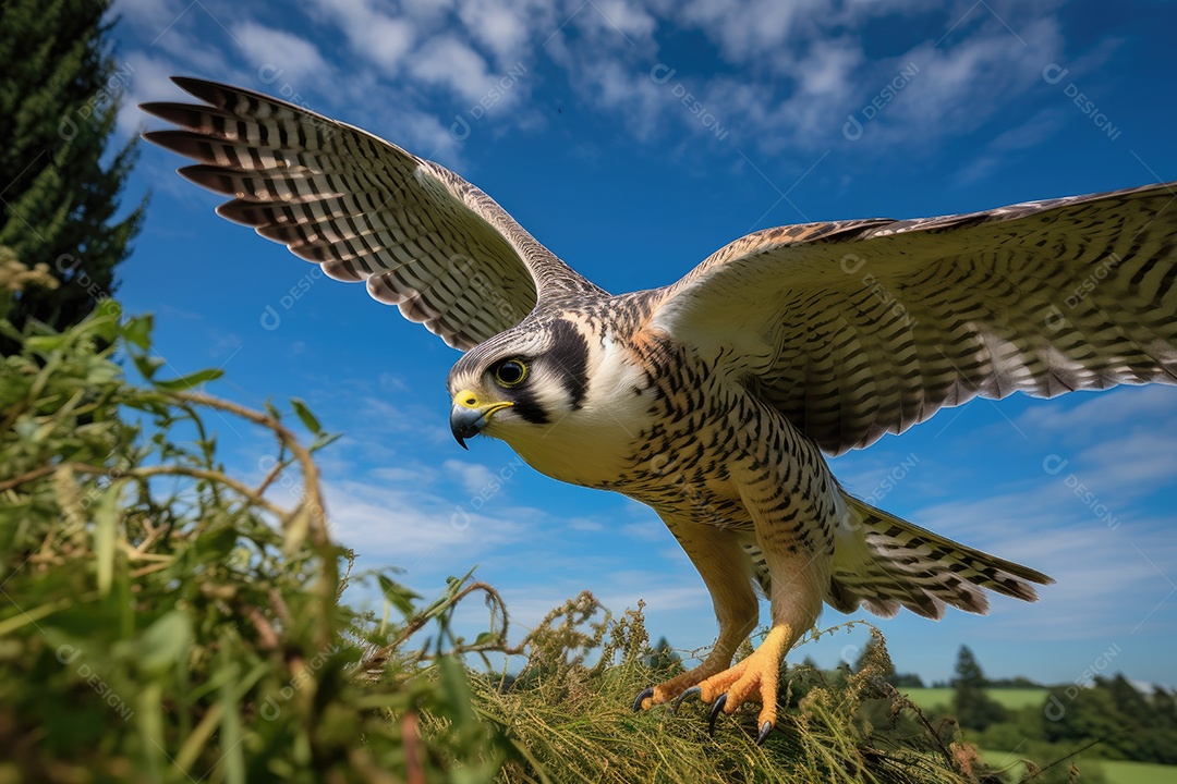 Majestosa águia dourada voando sobre montanhas. Feroz e imponente.