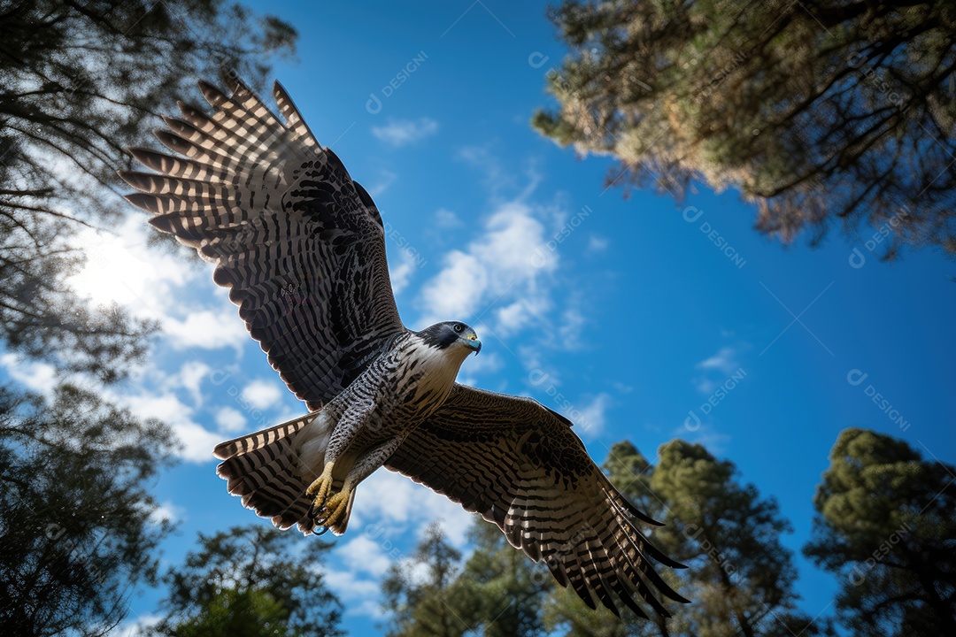 Majestosa águia dourada voando sobre montanhas. Feroz e imponente.