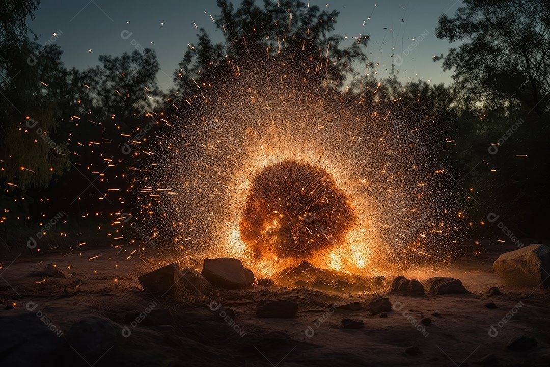 Explosão catastrófica em câmera lenta.