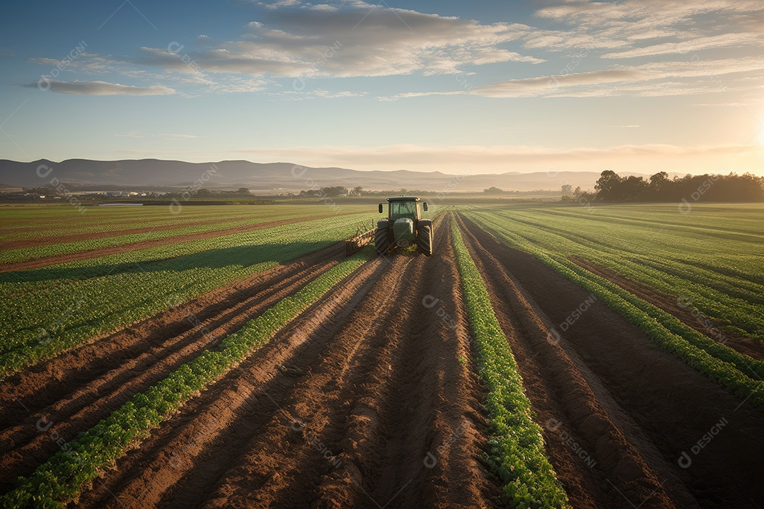Campo agrícola fértil, agricultores diligentes. Vida e trabalho em harmonia.