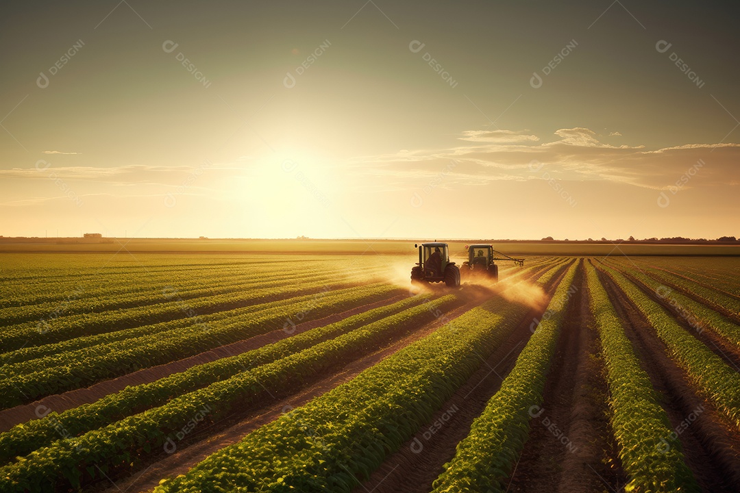 Campo agrícola fértil, agricultores diligentes. Vida e trabalho em harmonia.