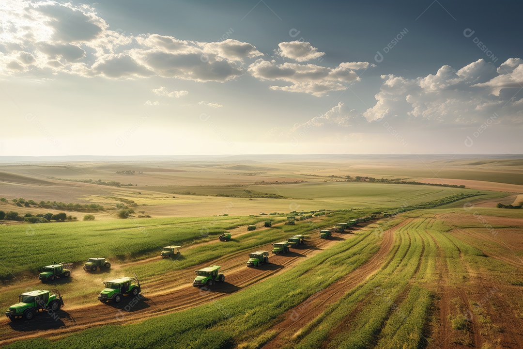 Campo agrícola fértil, agricultores diligentes. Vida e trabalho em harmonia.