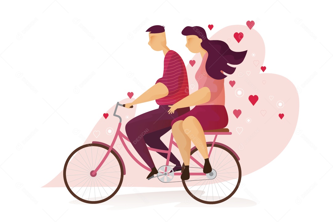 Casal de Andando de Bicicleta no Dia Dos Namorados Ilustração Vetor EPS