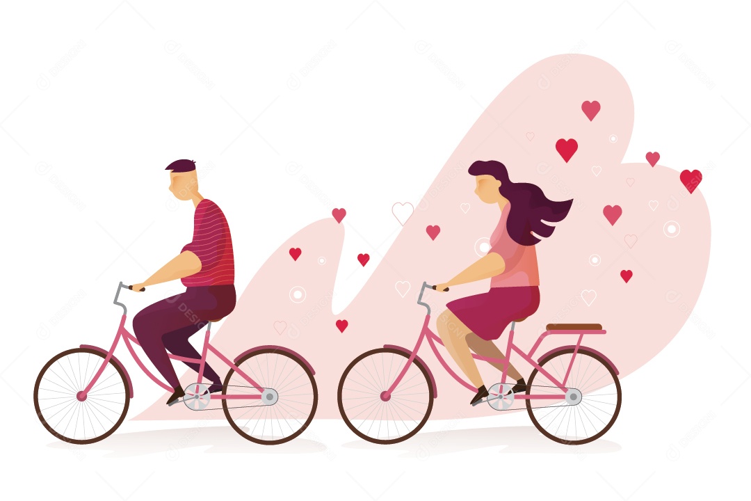 Casal de Andando de Bicicleta no Dia Dos Namorados Ilustração Vetor EPS