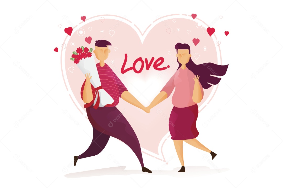 Casal de Mãos Dada no Dia Dos Namorados Ilustração Vetor EPS