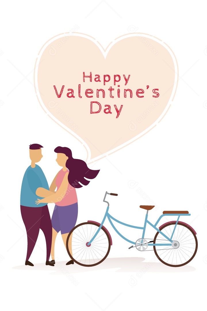 Casal Feliz de Bicicleta Feliz no Dia Dos Namorados Ilustração Vetor EPS