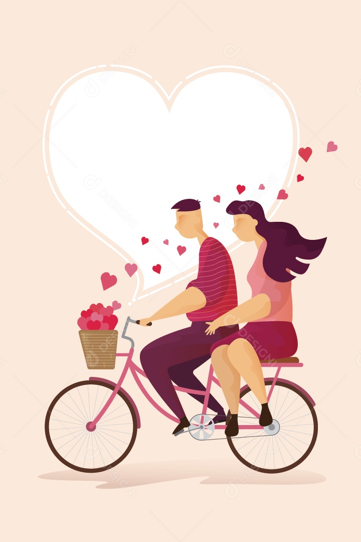 Casal Feliz de Bicicleta Feliz no Dia Dos Namorados Ilustração Vetor EPS