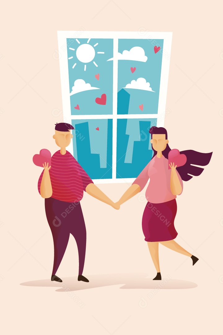 Casal Feliz no Dia Dos Namorados Ilustração Vetor EPS