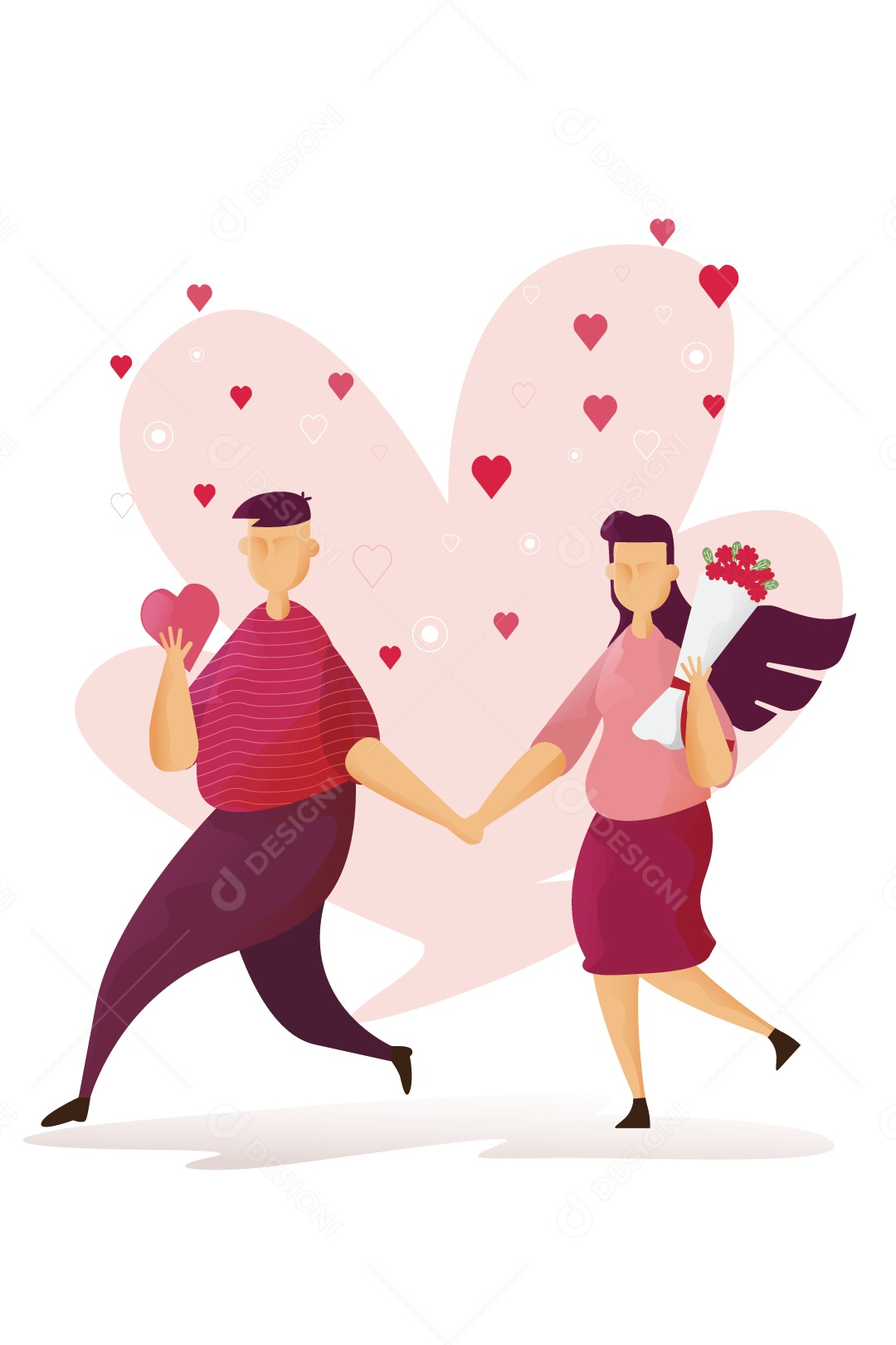 Casal Passeando no Dia Dos Namorados Ilustração Vetor EPS