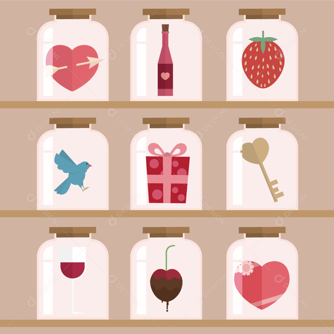 Decorativos do Dia Dos Namorados Ilustração Vetor EPS