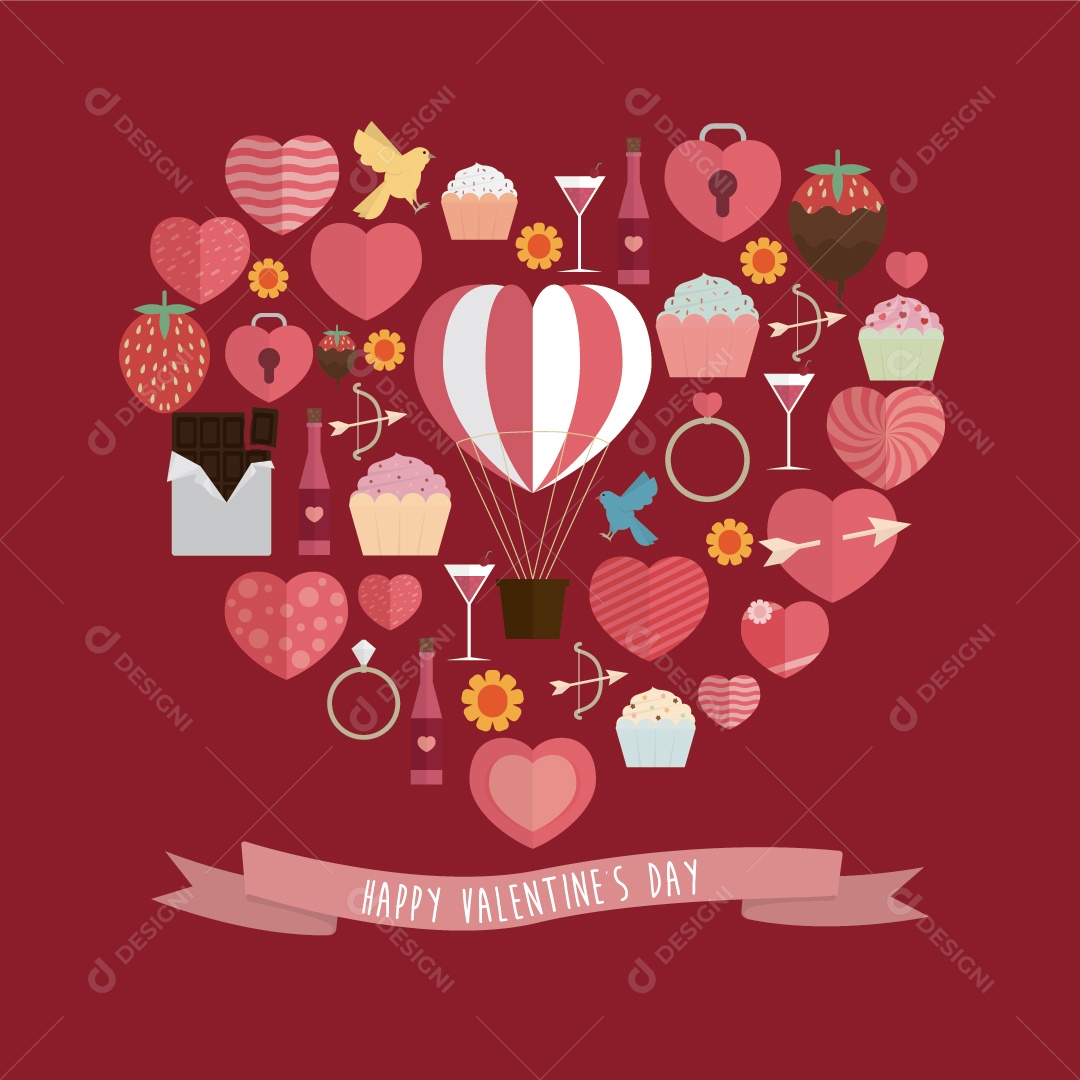 Decoração Feliz Do Dia Dos Namorados Ilustração Vetor EPS