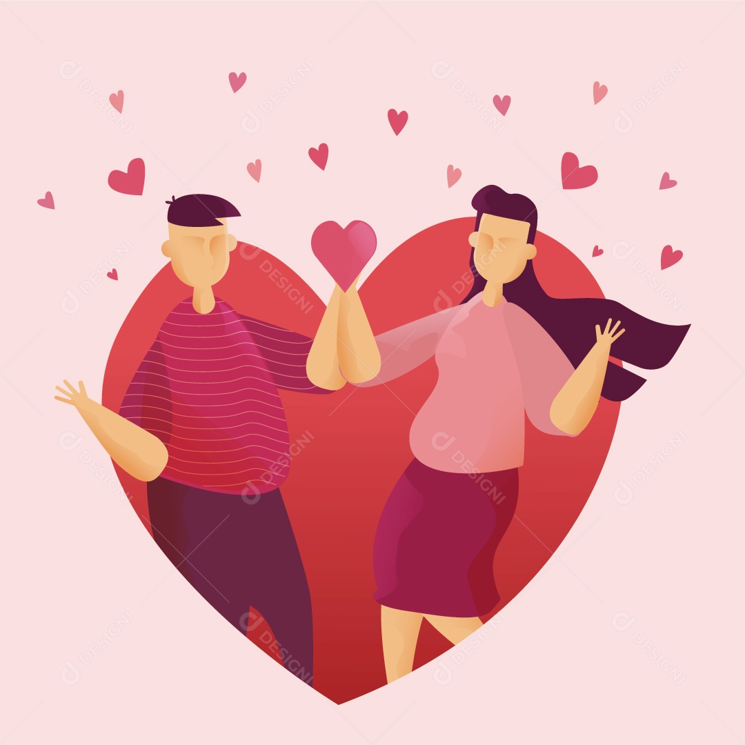 Casal Feliz Comemorando o Dia dos Namorados Ilustração Vetorial Vetor EPS