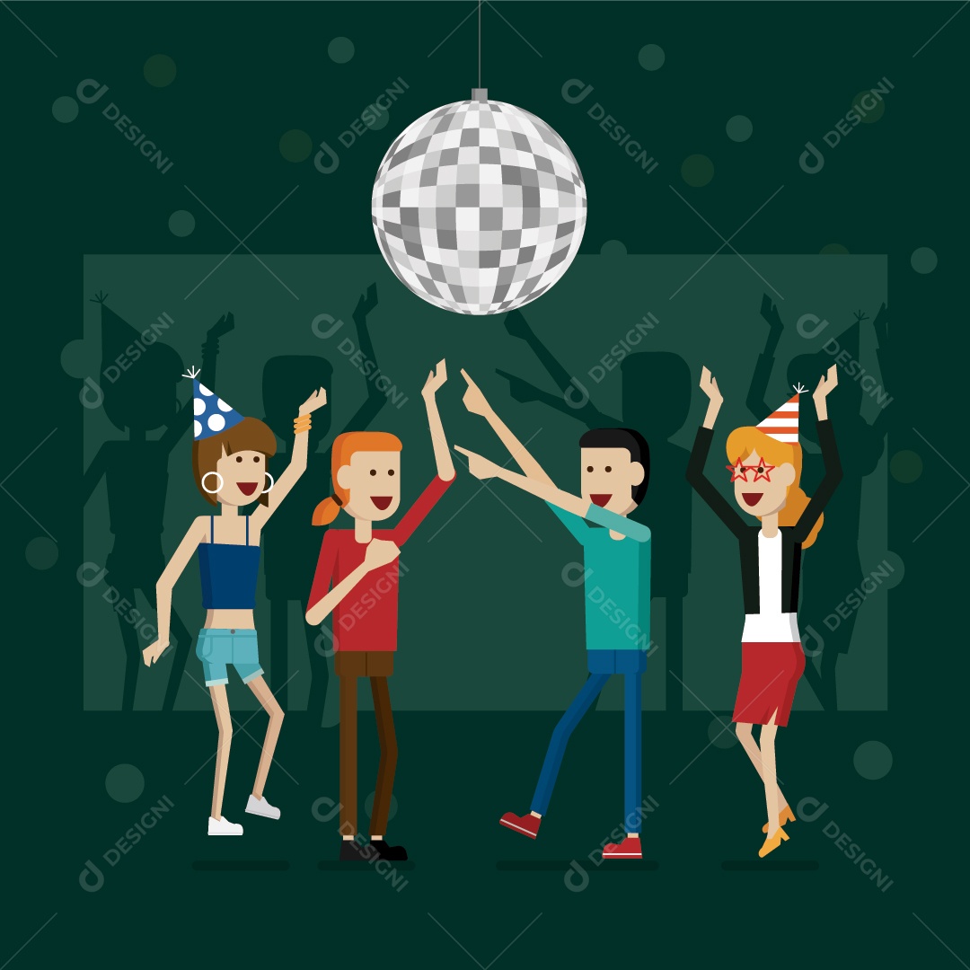 Pessoas de Karaokê de Festa de Aniversário e Comemorando Ilustração Vetorial de Feriados Vetor EPS