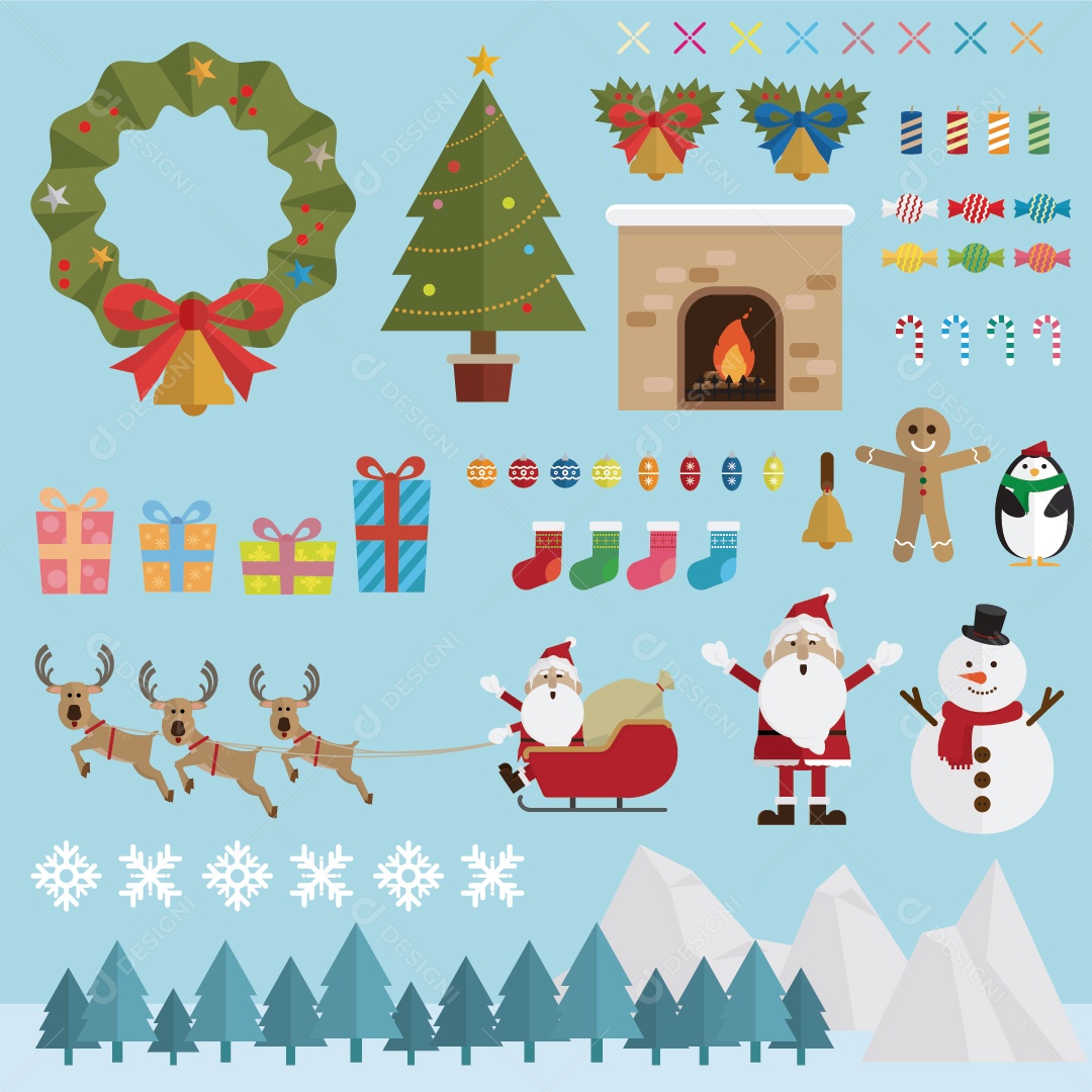 Vetor de Decoração de Neve de Natal Vetor EPS