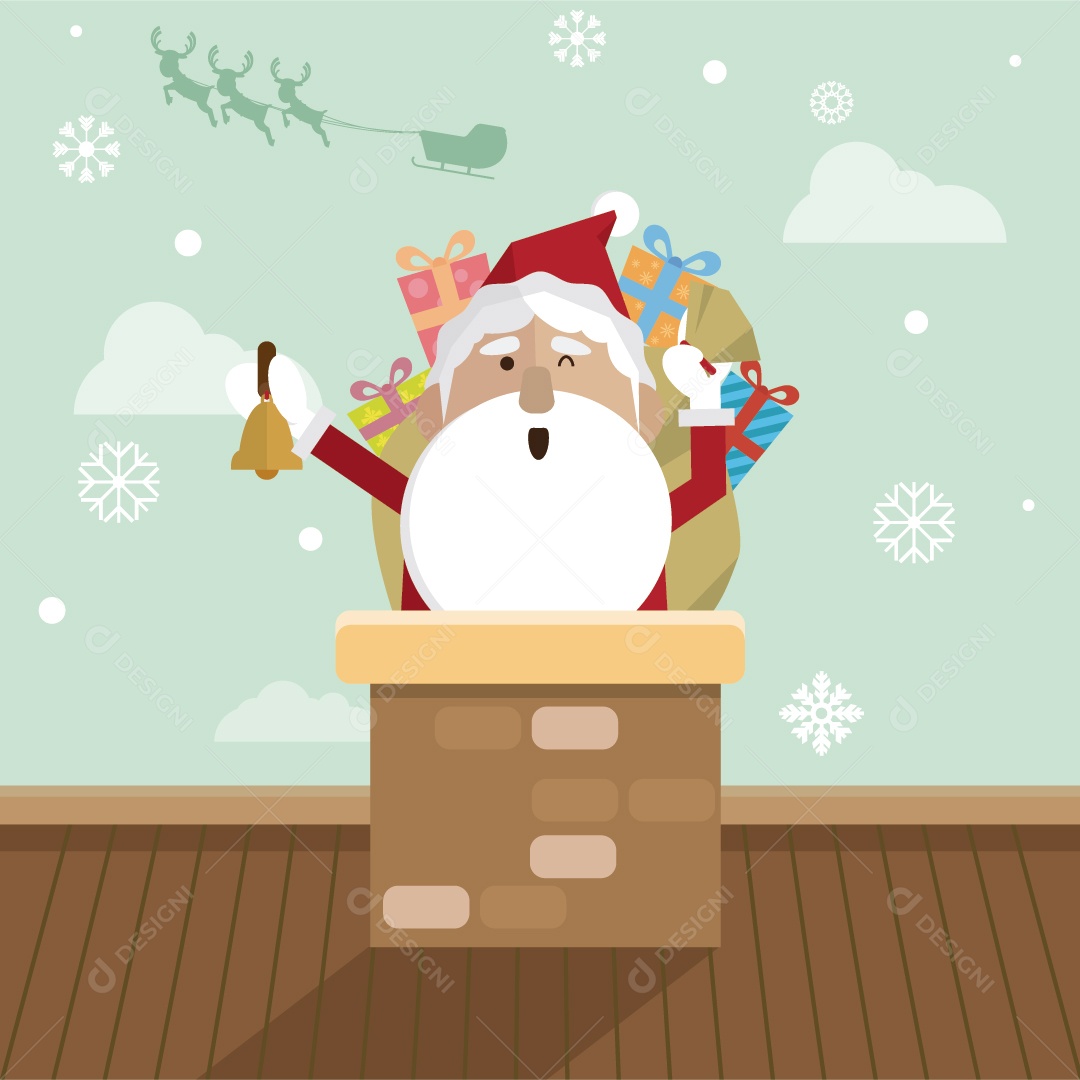 Vetor de Natal Papai Noel e Chaminé EPS