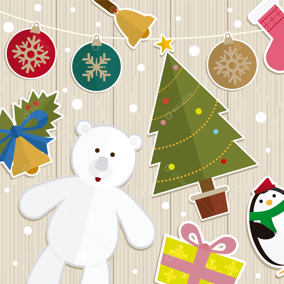 Porta de Ursinho de Decoração de Natal Vetor EPS