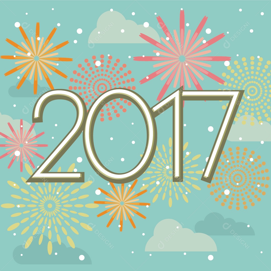 Feliz Ano Novo 2017 Fogos de Artifício Vetor EPS
