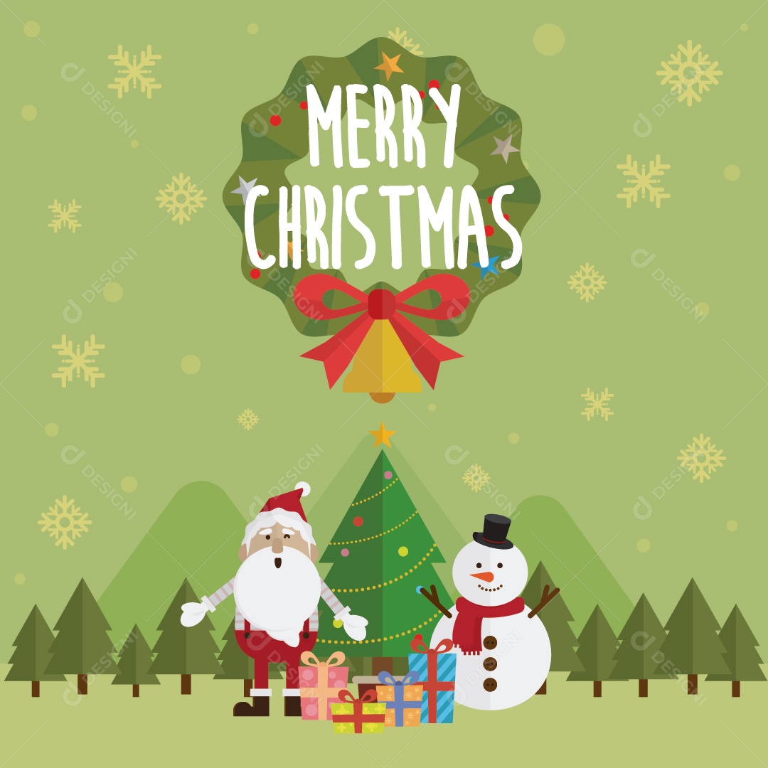 Natal Papai Noel e Vetor de Boneco de Neve Vetor EPS