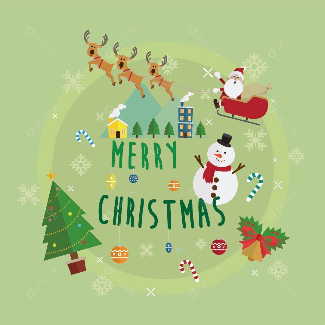 Natal Papai Noel e Vetor de Boneco de Neve Vetor EPS