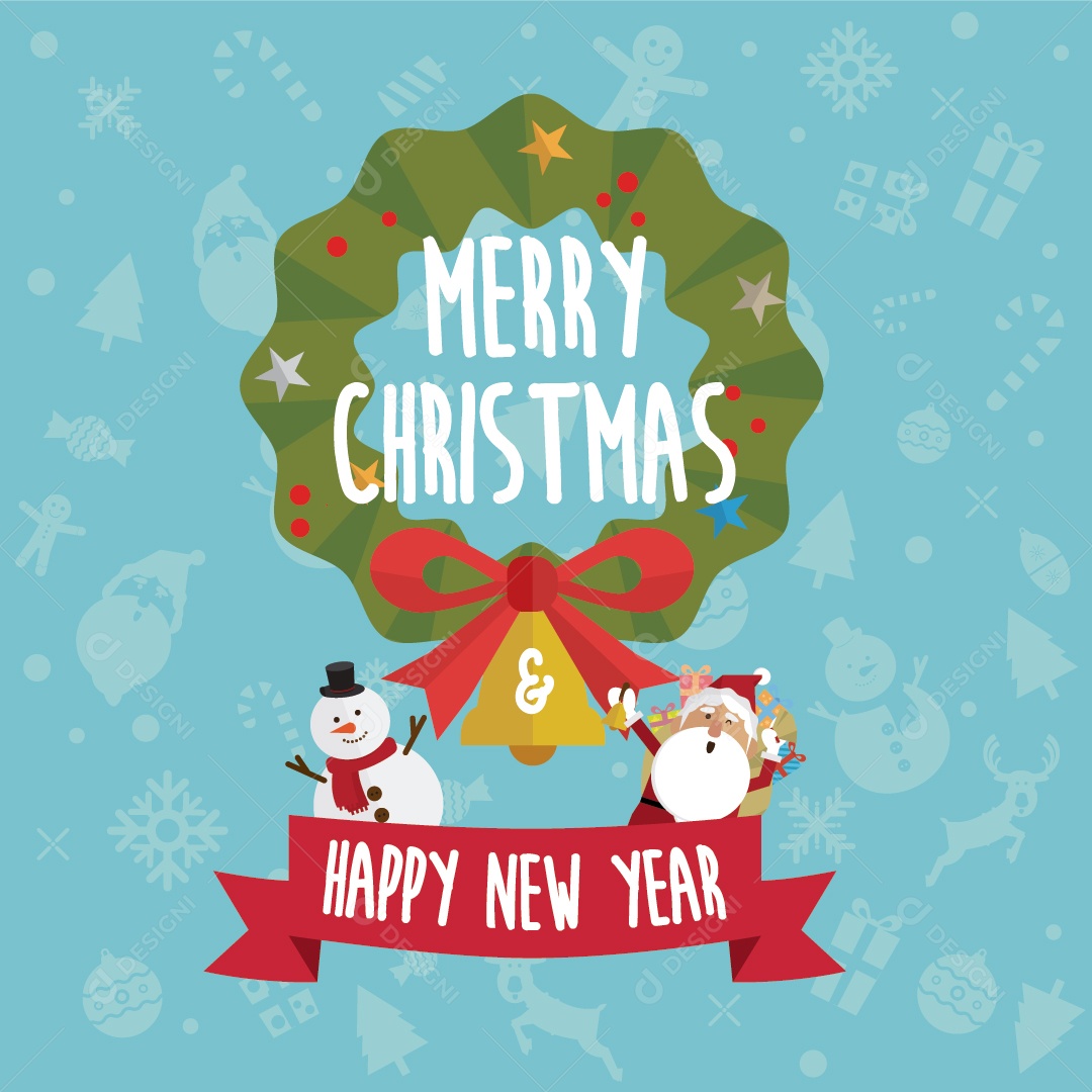 Ícone de Cartão de Natal e Feliz Ano Novo Vetor EPS