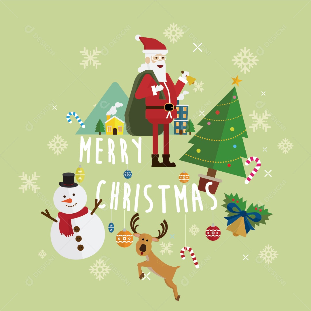 Natal Papai Noel e Vetor de Boneco de Neve Vetor EPS