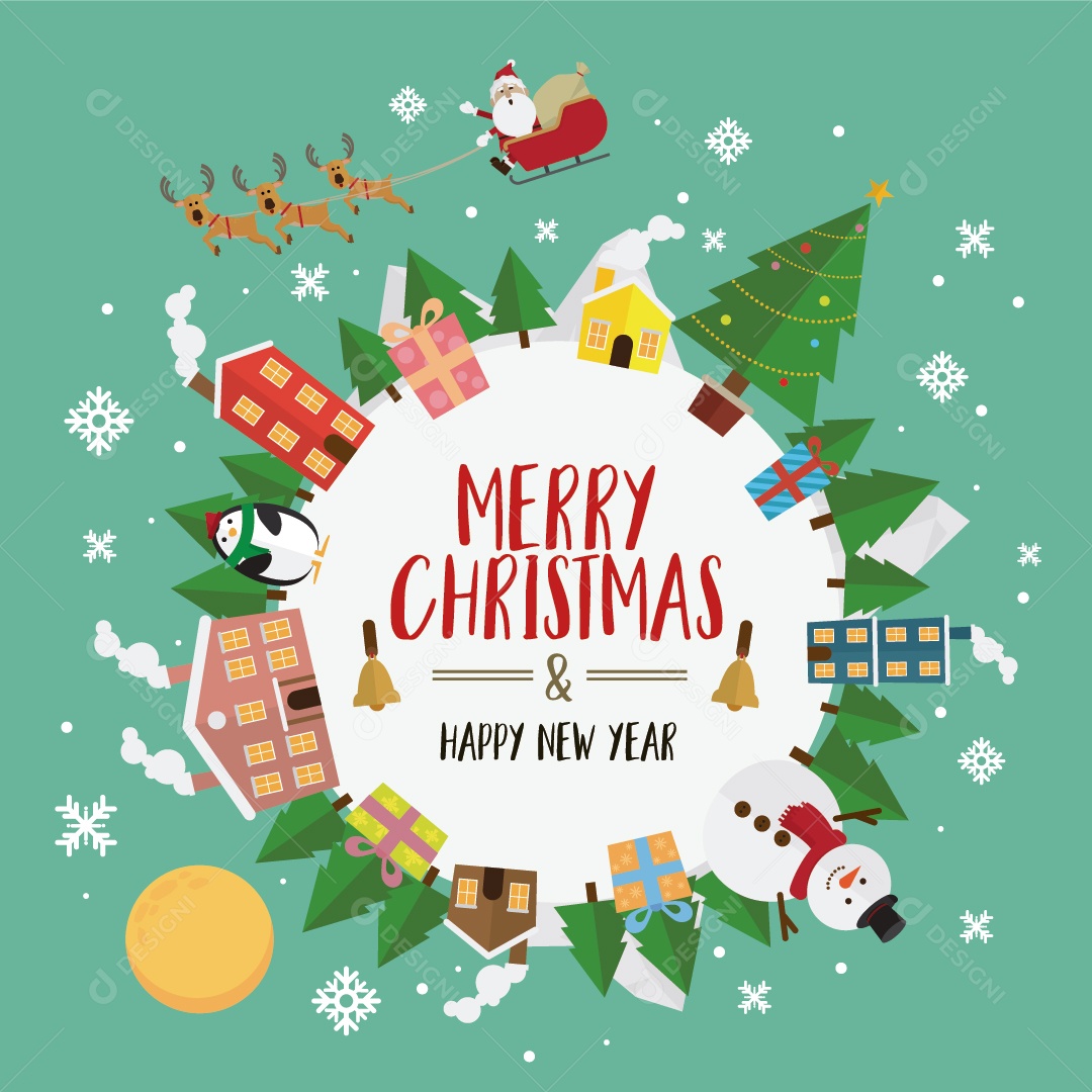 Ícone de Cartão de Natal e Feliz Ano Novo Vetor EPS