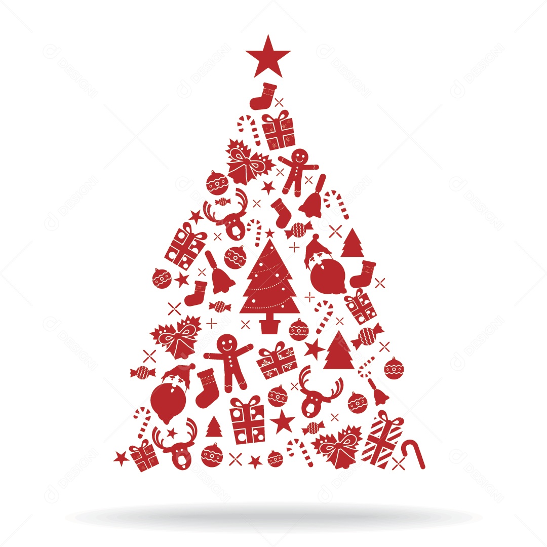 Ícone de Decoração de Árvore de Natal Fundo Branco Vetor EPS