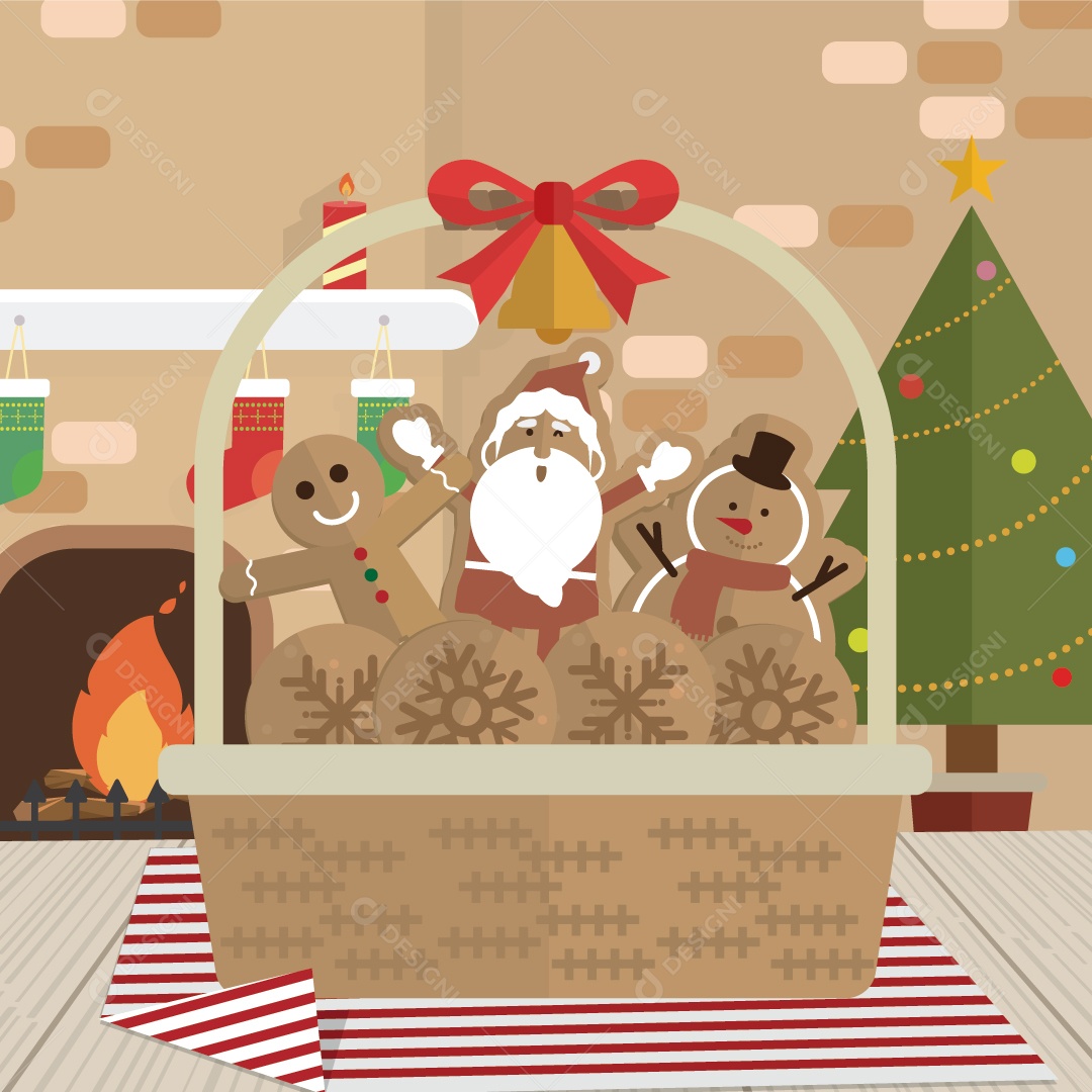 Sala de Lareira de Biscoito de Natal Papai Noel Vetor EPS